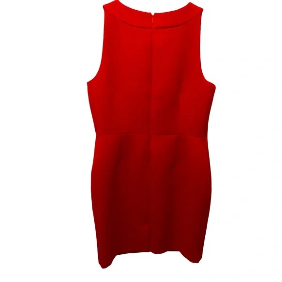Talbots Wool Blend Red Pleated Neck Sleeveless Sheath Dress Sz 14P. - Picture 2 of 4